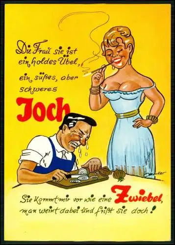 AK Scherz Humor Karikatur - Die Frau dicker Busen sie ist ein holdes Übel ...