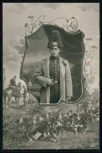 Foto 15x10cm - Soldat Federbusch Reservistenbild Kaiserreich Uniform Pickelhaube