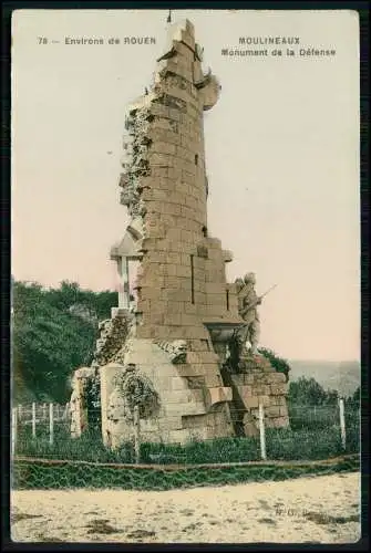 AK 1. WK - Moulineaux Seine Maritime Monument de la Defense - 1914 Feldpost gel.