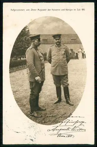 Kaiser Wilhelm II. Generalfeldmarschall Paul von Hindenburg Posen 1915 Feldpost