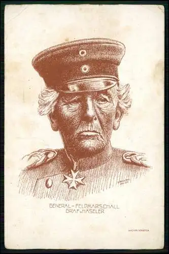 AK - Generalfeldmarschall Graf von Haeseler - sign. G. Brüncker - Feldpost Karte