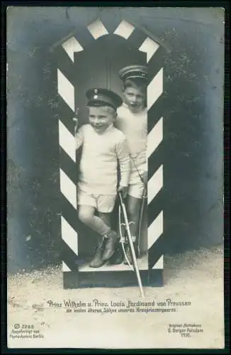 Prinz Wilhelm u. Prinz Louis Ferdinand Preußen Söhne Kronprinzenpaares 1912 gel.