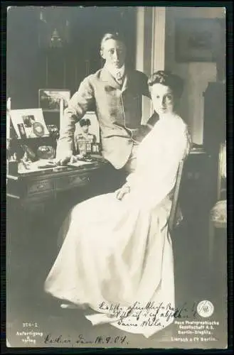 AK Kronprinz Wilhelm von Preussen mit Gattin sitzend am Sekretär - 1904 gelaufen