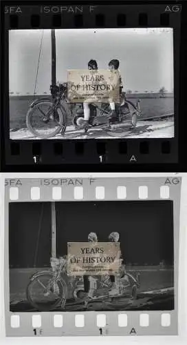 Original Negativ Moped Motorrad 1936 - Aufschrift FAVOR - rechts unten am Fuß