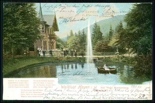 AK -  Hagen Westfalen Waldlust Fontaine - Inh. Hugo Brackelsberg - 1904 gelaufen
