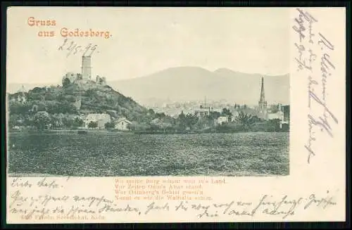 Bad Godesberg Bonn am Rhein - Blick zur Godesburg Siebengebirge - 1899 gelaufen