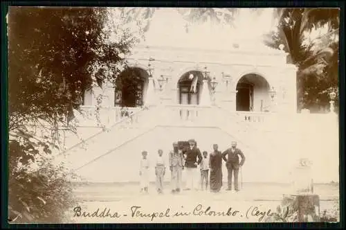 2x Foto - Colombo Ceylon Sri Lanka - Buddhistischer Buddha Hindu-Tempel - 1902