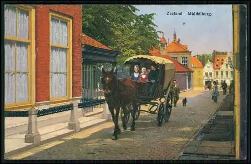 AK- Middelburg Zeeland Niederlande - Straßenpartie Kutsche Fahrgäste Tracht 1911