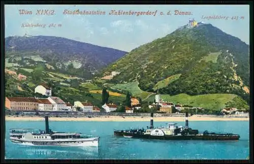AK - Dampfer - Wien XIX/2. Stadtbahnstation Kahlenbergerdorf a. d. Donau - 1911