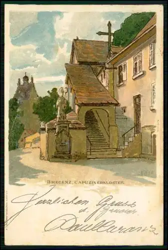 AK Litho - Bregenz Vorarlberg Österreich -Aufgang zum Kapuzinerkloster 1906 gel.