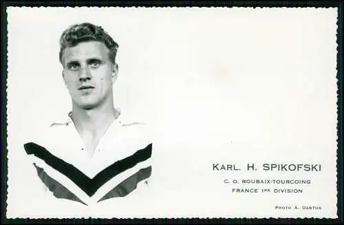 2x Foto u. Autogramkarte Karl-Heinz Spikofski - 1965 in Gelsenkirchen Schalke 04