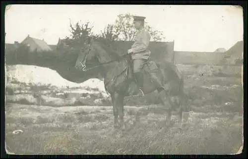 4x Foto AK 1. WK - Soldaten an der Front - mit Pferd im Einsatz - 1914-18