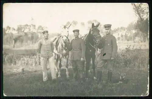 4x Foto AK 1. WK - Soldaten an der Front - mit Pferd im Einsatz - 1914-18