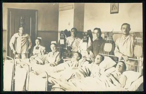 4x Foto AK 1. WK - Soldaten im Lazarett an der Front und zuhause - 1914-18