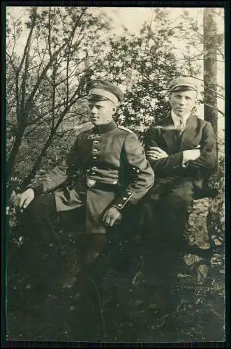 6x Foto AK 1.WK - Soldaten in Uniform - in der Fabrik u. daheim zuhause  1914-18