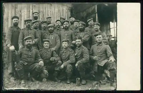 Foto AK 1. WK - Soldaten Gruppe - Photograph: G. Blumenschein Ulm, Frauenstr. 55