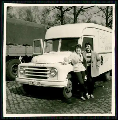 2x Foto - Langhauber Hanomag L 28 - Nutzfahrzeug 1950 - 60 Hannover - B-EL-906