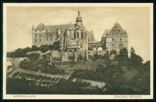 AK- Blick auf Marburger Schloss Landgrafenschloss - 1930 gel. Stempel Festspiele