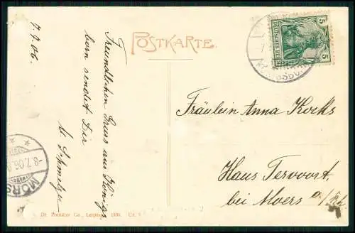 2x AK - Unna Königsborn im Ruhrgebiet - Grillo-Denkmal Parkpartie 1906 gelaufen