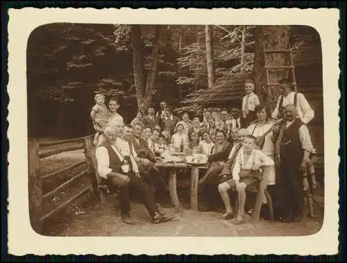 2x Foto Wanderung Brotzeit Hütte bayrische Tracht Dirndl Gitarre Lederhosen 1925