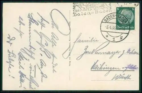 AK Baden-Baden Schwarzwald Ansicht von der Oberrealschule gesehen 1936 gelaufen