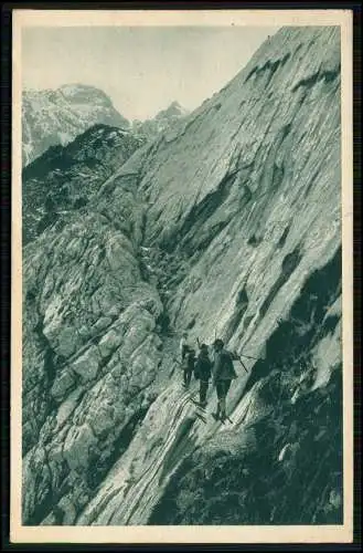 AK- Gruppe von Bergsteigern - Zugspitz-Besteigung durchs Höllental Am Brett 1925