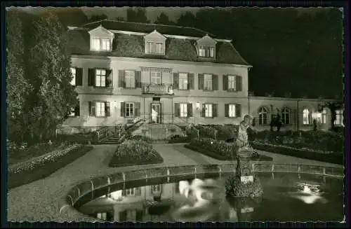 Foto AK - Hotel Fürstenhof Bad Brückenau - Abendbeleuchtung Garten Springbrunnen