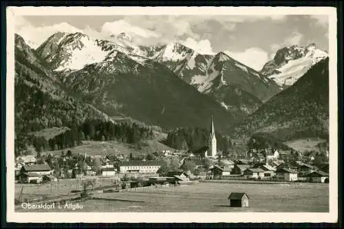 Echt Foto AK - Oberstdorf im Allgäu - das Dorf mit seinen Häusern und Kirchturm