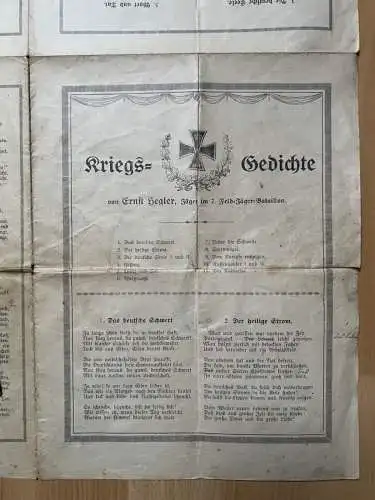 Kriegsgedichte um 1900 - Ernst Segler 7. Feld Jäger Bataillon Feldjägerbataillon