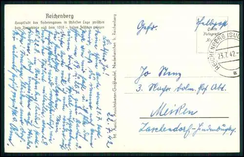 Echt Foto AK - Reichenberg Liberec Tschechien Adolf-Hitler-Platz - 1942 gelaufen