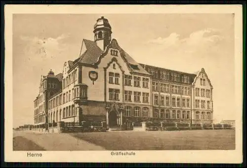 AK Herne im Ruhrgebiet - Realschule an der Burg Gräffschule - 1924 gelaufen