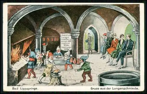 AK Bad Lippspringe - Gruss aus der Lungenschmiede Scherz Wichtel - 1929 gelaufen