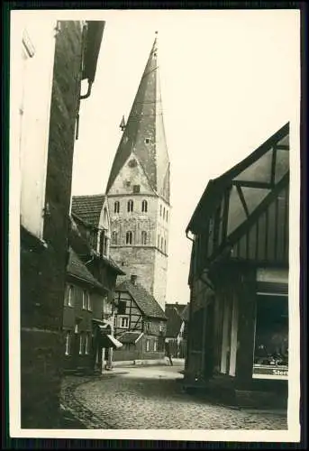 Foto 12x9cm - Kamen im Ruhrgebiet bei Dotmund - Straße mit Blick zur Kirche 1938
