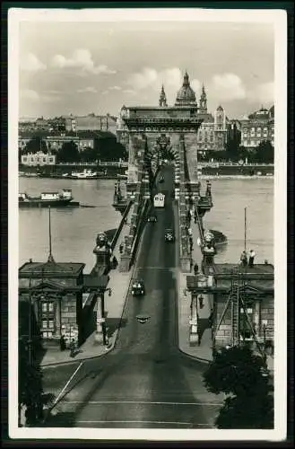 Echt Foto AK -Budapest Ungarn - Kettenbrücke - Königliche Burg - 1938