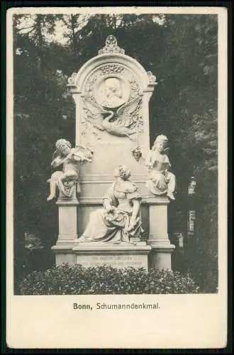 AK Schumanndenkmal Bonn von 1880 mit Schumannfigur, Putten und Schwan 1911 gel.