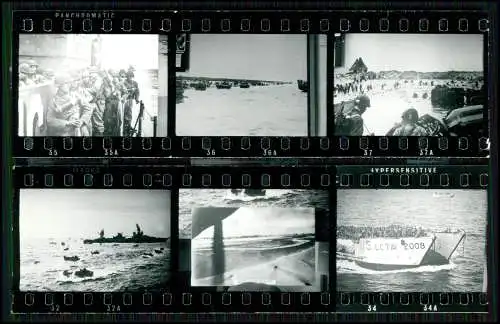 6x Foto Kontaktabzug - Szenen der Landung in der Normandie - Overlord D-Day 1944