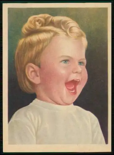 Künstler AK - Portrait lachendes Kind - mit blonden Haaren - und blauen Augen