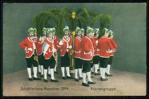 Kronengruppe des Münchner Schäfflertanzes 1914  Zunfttanz der Fassmacher München