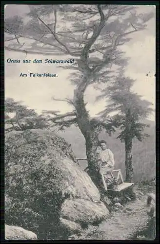 AK - Falkenfelsen Granitfelsformation bei Bühlerhöhe - Bühlertal 1916 gelaufen