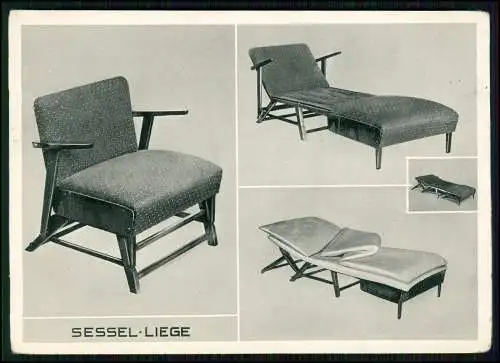 Karte alte Werbung Sessels u.Liege von Gerhard Stuhlmann in Flensburg vertrieben