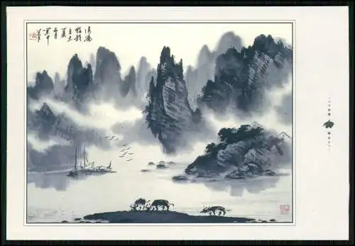 8xKünstler AK traditionell chinesische Malerei Tuschemalerei oder Pinselmalerei