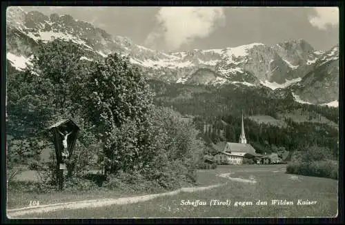 Foto AK - Scheffau Tirol - kleiner Weg mit Feldkreuz Wegkreuz Jesu am Kreuz