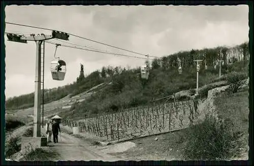 Foto AK - Seilbahn Rüdesheim am Rhein - mit dem Niederwalddenkmal 1954 eröffnet