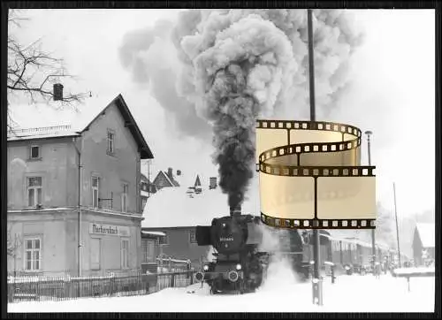 Foto 15x10cm - Dampflokomotive BR 50 3145-5  Bahnhof Raschau-Markersbach Erzgeb.