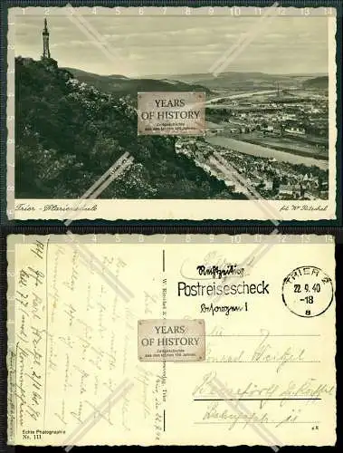 Orig. AK Trier Panorama Ansicht mit Moselbrücke 1940 gelaufen