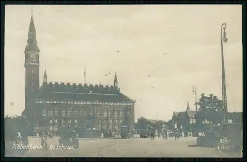 Echt Foto AK  Rathaus Rådhuset am Rådhuspladsen in Kopenhagen Dänemark 1920 gel.
