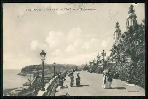 AK Terrassen von Monte-Carlo Monaco - Théâtre de Monte-Carlo im Hintergrund 1912