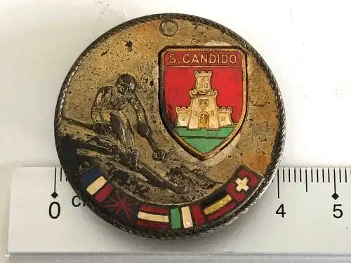 alter Emaillierter PIn - Ski Innichen San Candido Südtirol Pustertal Italien AT
