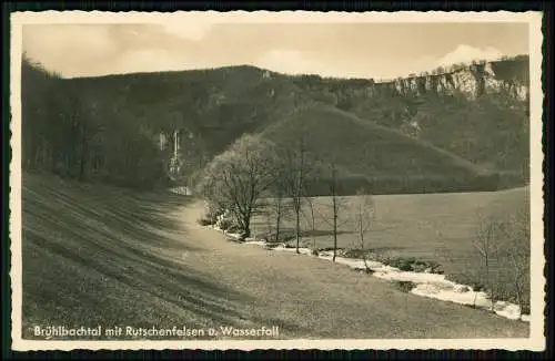 Foto AK - Brühlbachtal mit Rutschenfelsen und Uracher Wasserfall 1937 gelaufen