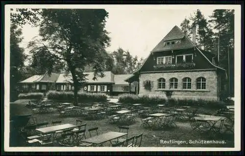 Foto AK Schützenhaus Reutlingen Biergarten Terrasse im Wasenwald nähe Wildgehege